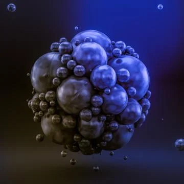 Blue abstract background with balls. 3d illustration, 3d rendering. Stockillustratie