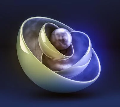Blue abstract background with balls. 3d illustration, 3d rendering. Иллюстрация