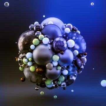 Blue abstract background with balls. 3d illustration, 3d rendering. イラスト素材