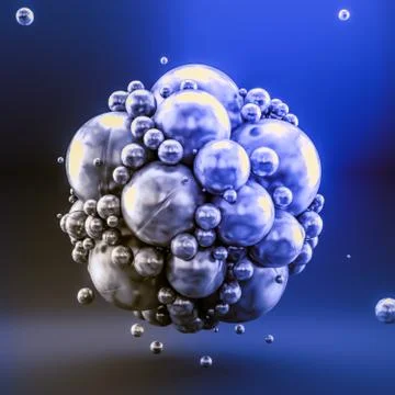 Blue abstract background with balls. 3d illustration, 3d rendering. Stockillustratie