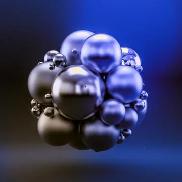 Blue abstract background with balls. 3d illustration, 3d rendering. Stock Illustration