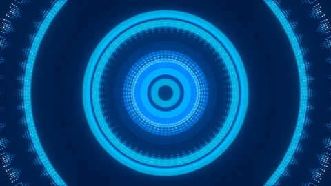 Blue abstract background, circles and flashing light, loop Stock Footage 145670872