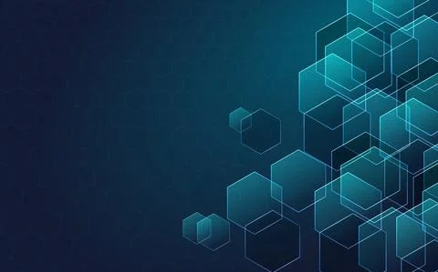 Blue Abstract background consisting of set of hexagonal cells. Vector Graphics Stock Illustration