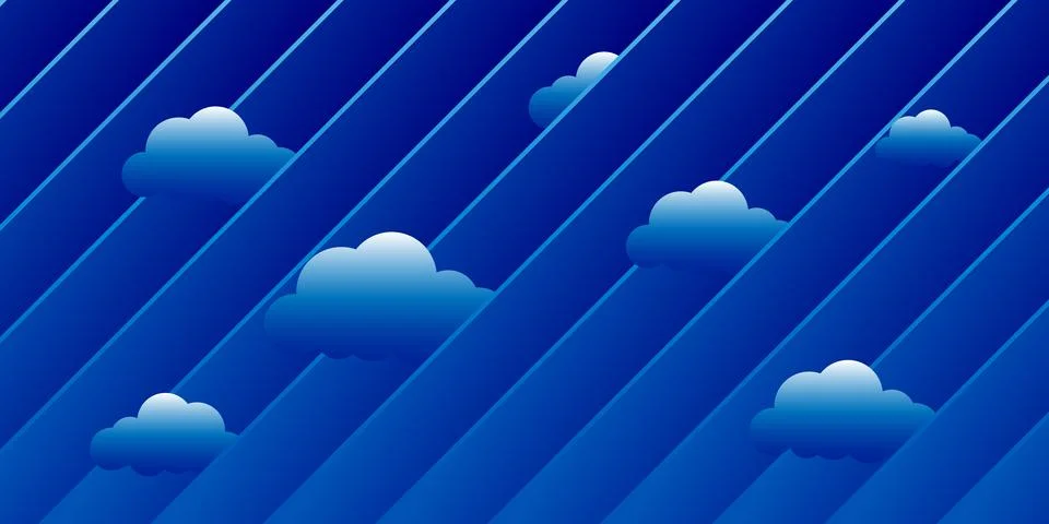 Blue abstract background with diagonal lines and clouds moving out from the.. Stock Illustration