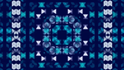 Blue abstract background, flashing light, kaleidoscope, loop Video stock 142393035