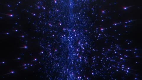 Blue abstract background with flickering particles in glowing line Stock Illustration