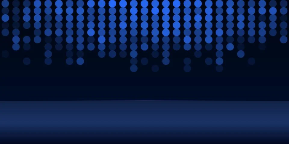 Blue abstract background with glowing circles and stage Stock Illustration
