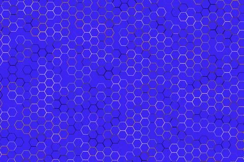 Blue abstract background with hexagon pattern and lines Stock Illustration