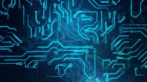 Blue abstract background with high tech circuit board Stock Photos