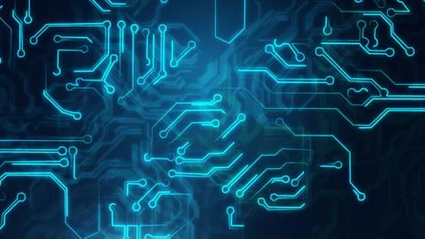 Blue abstract background with high tech circuit board Stock Photos