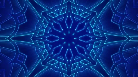 Blue abstract background, kaleidoscope light, loop Stock Footage 69776478