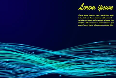 Blue abstract background with light curved lines Stock Illustration