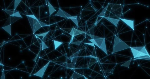 Blue abstract background of lines and dots. Blue glowing background of connected Stock Footage 283817308