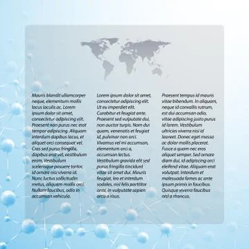 Blue Abstract background of molecule structure, template with world map icon Stockillustratie