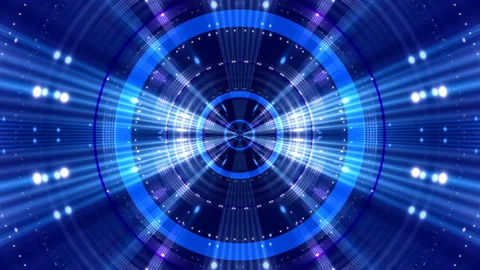 Blue abstract background, motion circles and particles, loop Video stock 126537736