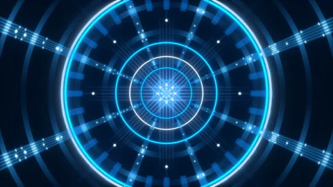 Blue abstract background, motion circles and particles, loop Stock Footage 126560816