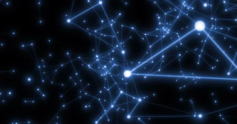 Blue abstract background with motion plexus of dots and lines, technology Stock Footage 277591591