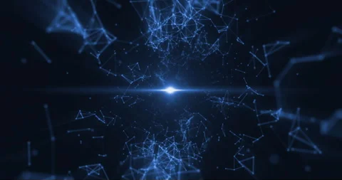 Blue abstract background with motion plexus of dots and lines, technology Stock Footage 285394093