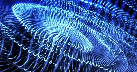 Blue abstract background with motion plexus of dots and circles, technology Stock Footage 285394223