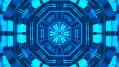 Blue abstract background, motion shapes,  kaleidoscope, loop Stock Footage 111289588
