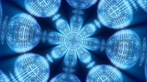 Blue abstract background, motion shapes,  kaleidoscope, loop Stock Footage 111899340