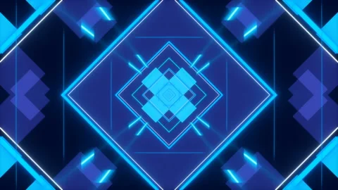 Blue abstract background,  motion shapes and particles and flashing light, loop Stock Footage 123286701