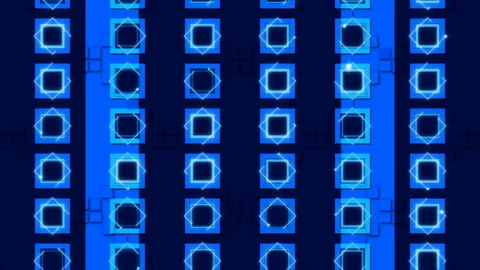Blue abstract background, motion squares and lines, loop Stock Footage 136391234