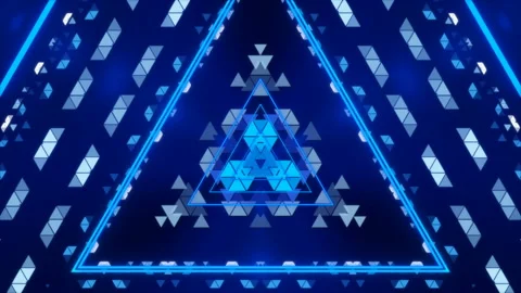 Blue abstract background, motion triangles and flashing light, loop Stock Footage 142606930