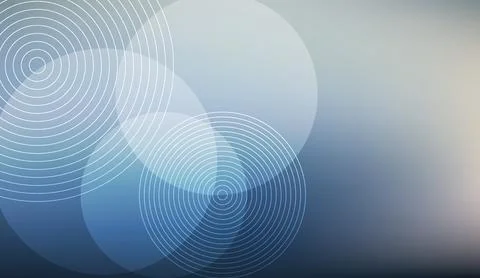Blue abstract background with overlapping transparent circles and white Stock Illustration