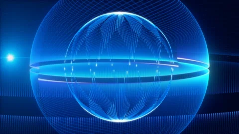 Blue abstract background, rotation sphere and motion light, loop Stock Footage 131670394