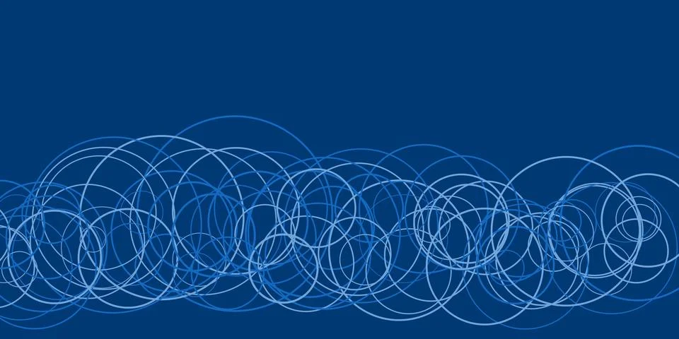 A blue abstract background showcases interconnected circles, forming a dyna.. Stock Illustration