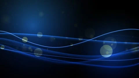 A blue abstract background with smooth, glowing waves and bokeh. Stock Footage 338272500