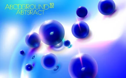 Blue abstract background with spheres. Balls composition plastic Stock Illustration
