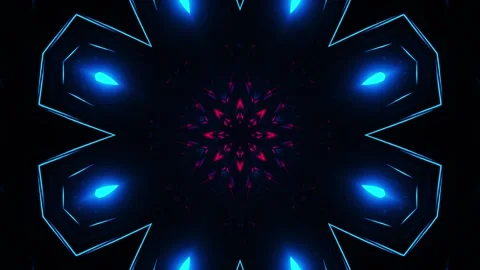 Blue abstract background with star pattern in the middle. Kaleidoscope VJ loop Stock Footage 252349573