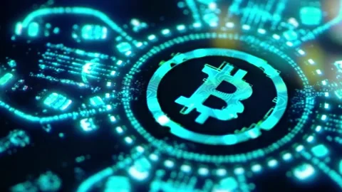 Blue abstract background technology and cryptocurrency concept vertical video Stock Footage 336442453