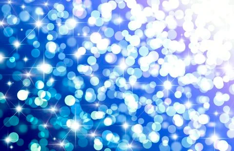 Blue abstract blurred bokeh background,white circles, glitter Illustrazione stock