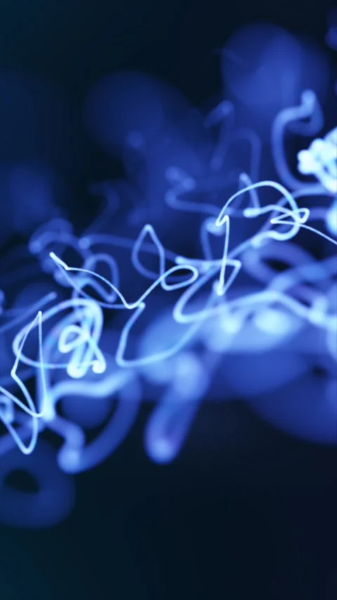 Blue abstract bokeh with glowing scribble light trails, long exposure motio.. Video stock 328161967