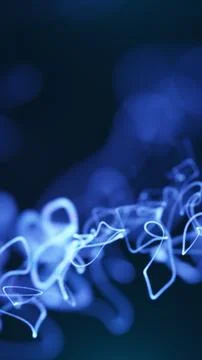 Blue abstract bokeh with glowing scribble light trails, long exposure motion  Illustrazione stock
