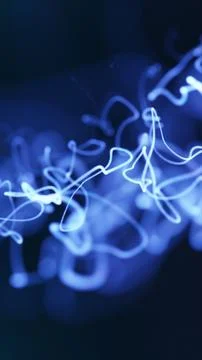 Blue abstract bokeh with glowing scribble light trails, long exposure motio.. 스톡 일러스트