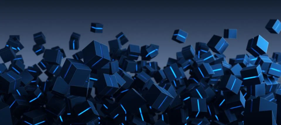 Blue Abstract box Technology Background Stock Illustration