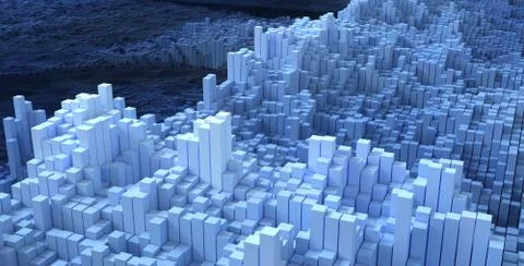 Blue Abstract box Technology Background, 3d Rendering Stock Illustration
