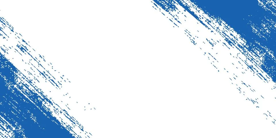 Blue abstract brush stroke background with dynamic painted lines and diagonal Stock Illustration