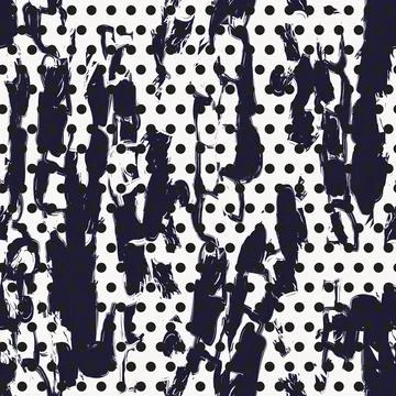 Blue Abstract Brush Strokes Seamless Pattern Design Stock Illustration