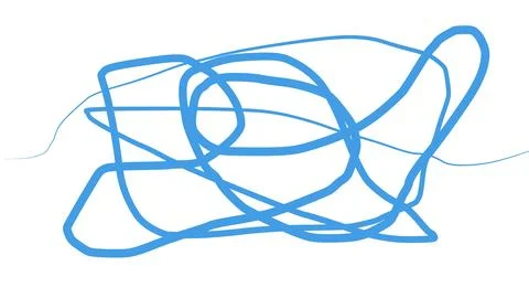 Blue abstract chaotic lines pattern on a white background Stock Illustration