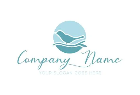 Blue Abstract Circle Bird Logo Design	 Stock Illustration