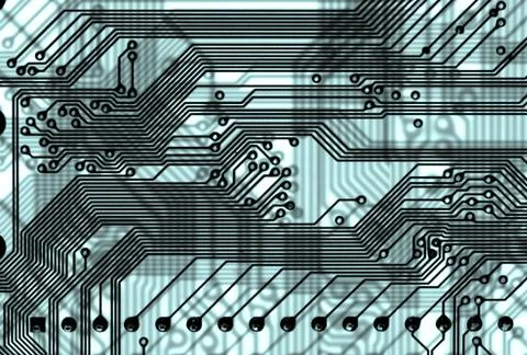 Blue abstract circuit board background in hi-tech style Stock Illustration