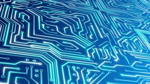 Blue Abstract Circuit Board Technology computing Tree Pattern Concept Background Stock Footage 162039473