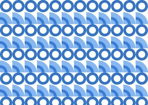 Blue Abstract Circular Geometric Seamless Background Pattern Stock Illustration