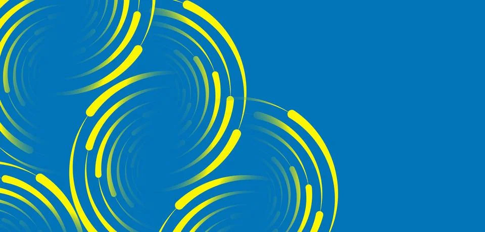 Blue Abstract Circular Wave Pattern with Neon Line Accents Design 库存插图