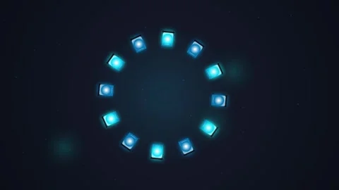 Blue Abstract Clock Face with Glowing Particles on Dark Background Stock Footage 348571390